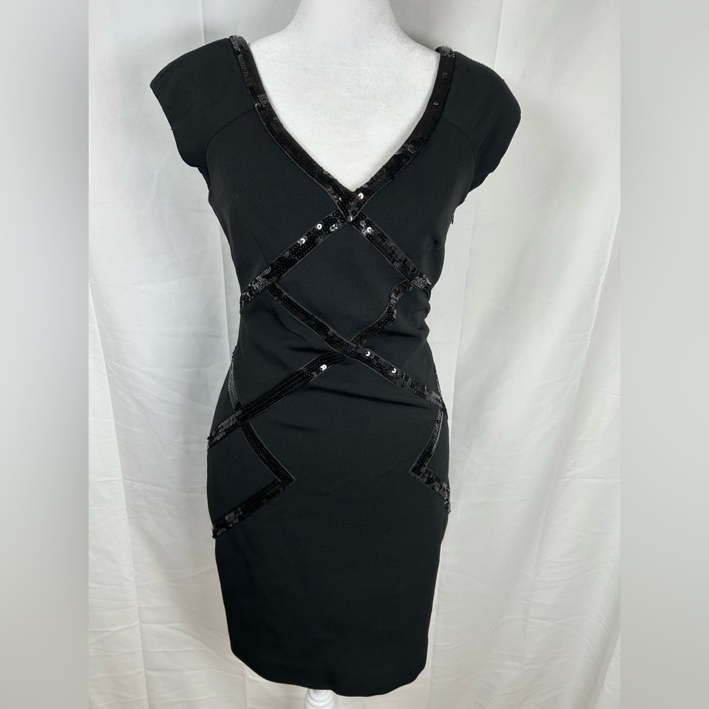 Laundry by Shelli Segal Black Sequin Bodycon Mini Dress Women’s Size 2